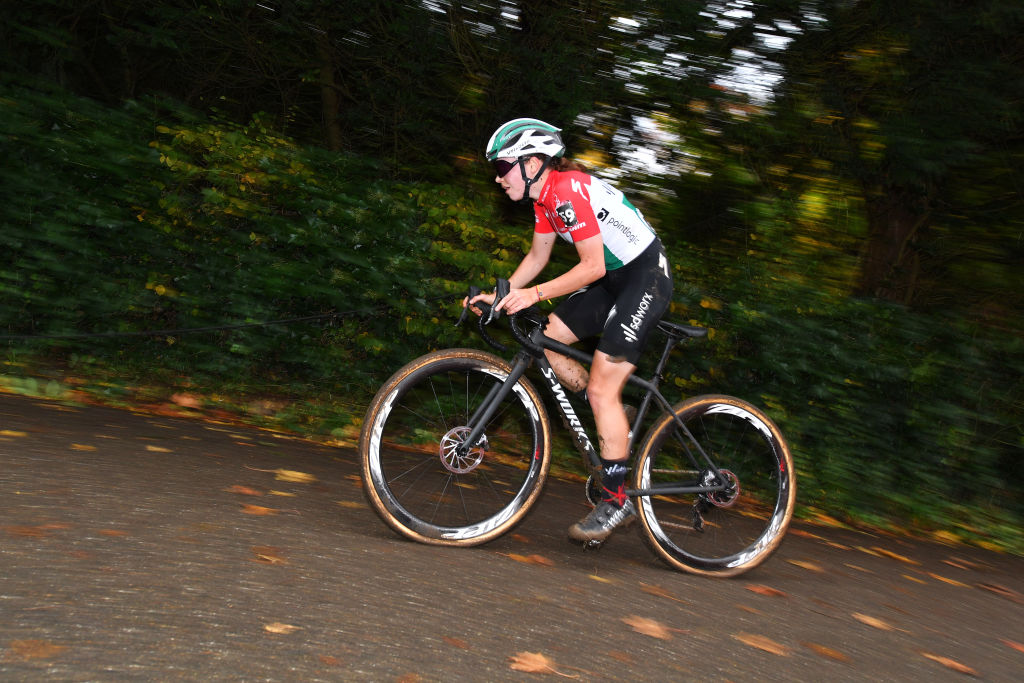 OVERIJSE BELGIUM OCTOBER 31 Blanka Vas Kata of Hungary Team SD Worx competes during the 62nd Druivencross Overijse UCI CycloCross Worldcup 2021 Womens Elite DruivencrossOverijse CXWorldCup UCIcyclocrossWC on October 31 2021 in Overijse Belgium Photo by Luc ClaessenGetty Images