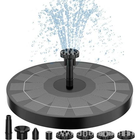 2.5w Solar Fountain Pump Solar Water Pump, Aisitin Floating Fountain With 6 Nozzles, for Bird Bath, Fish Tank, Pond or Garden Decoration Solar Aerator Pump