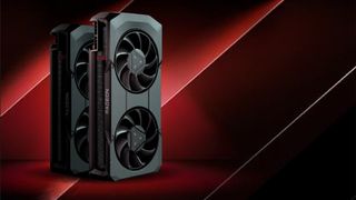 [EMBARGOED JAN 8 1030AM EST] An AMD Radeon RX 7600 XT and RX 7600 Against a red background
