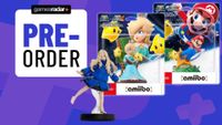 Image of three amiibo figures sitting on a blue GamesRadar+ background.