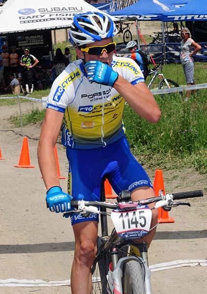 Rusell Finsterwald (ProCycling) rolls across the line to victory.
