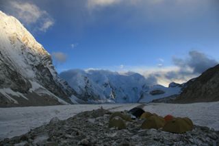 A photo from the expedition reveals the high-altitude glacial conditions where the scientists camped.