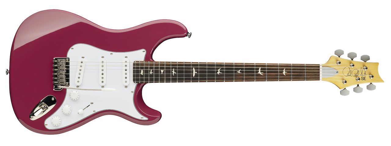 PRS's SE Silver Sky guitar in Dragon Fruit
