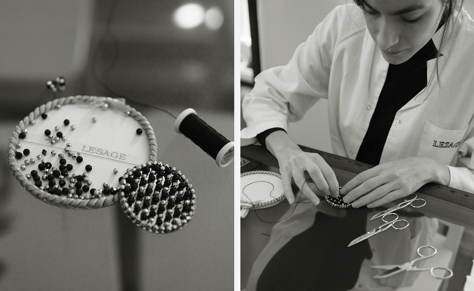 Inside one of the two Lesage workshops on site, where skilled artisans treated visitors to an embroidery masterclass