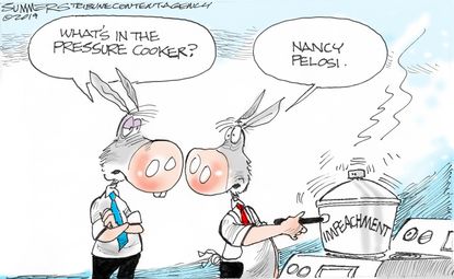 Political Cartoon U.S. Trump Impeachment Nancy Pelosi Pressure Cooker