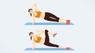 an illo of a woman doing a side plank crunch