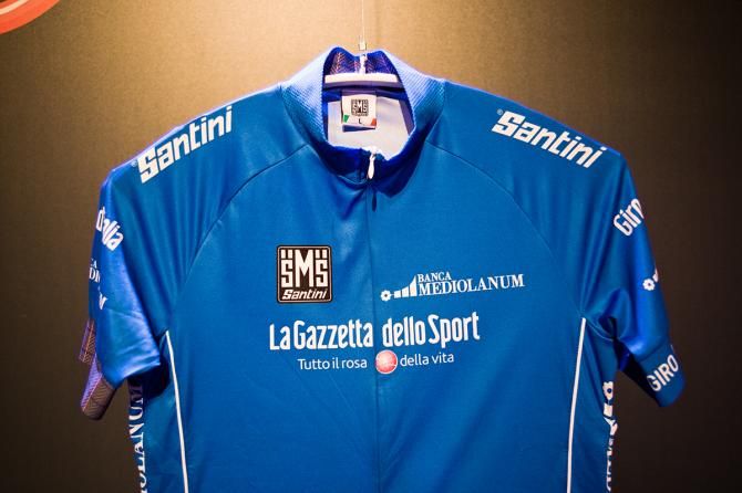 The leader of the mountains classification in the 2014 Giro d'Italia will sport this blue jersey