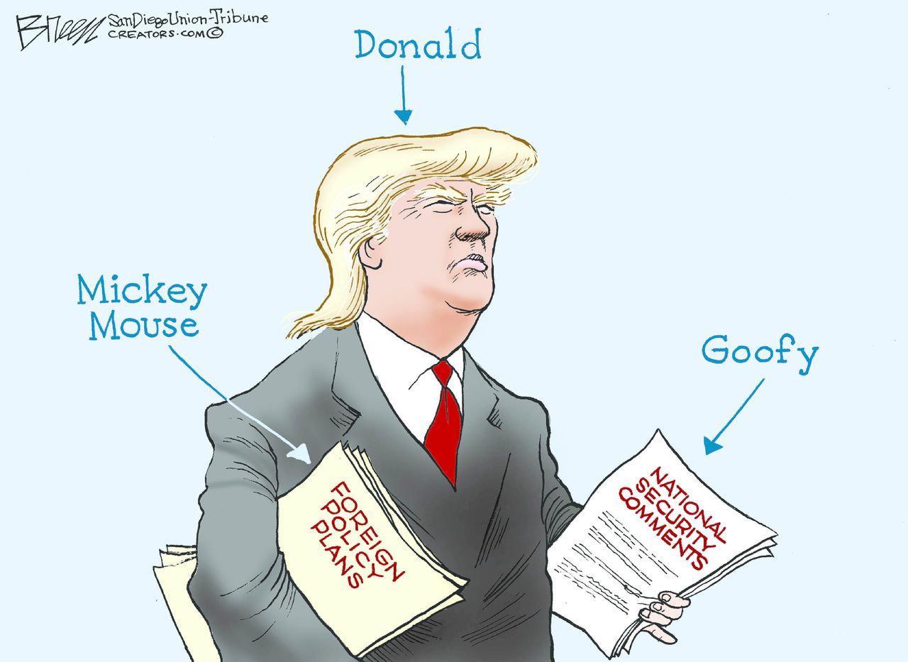 Political cartoon U.S. Donald Trump 2016 election