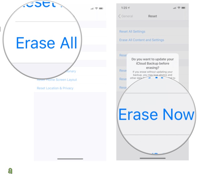 Tap Erase All Content and Settings, then tap Backup and Erase or Erase Now