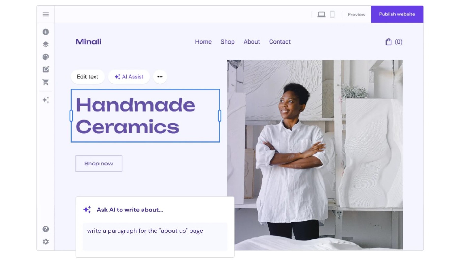 Website being edited on Hostinger platform
