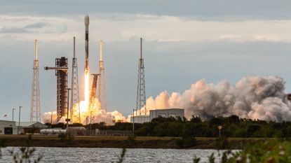 A SpaceX Falcon 9 rocket launches from Cape Canaveral, Florida. 