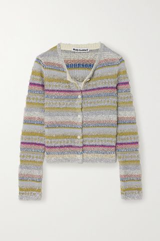 Joanna striped metallic intarsia-knit cardigan