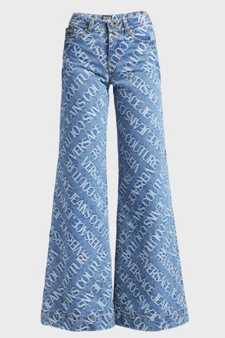 Versace Jeans Couture Wide-Leg Allover Logo Jeans