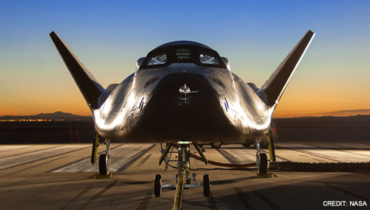 The Dream Chaser space plane designed by Sierra Nevada Space Systems is one of several private space taxis NASA is considering to launch American astronauts on round trips to the International Space Station. A decision is expected in late August or early 