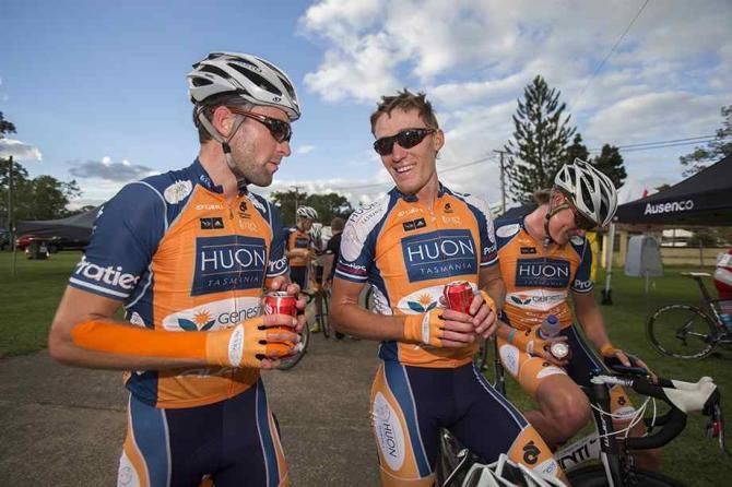 Cokes and smiles for Huon Salmon-Genesys after the stage at Battle on the Border