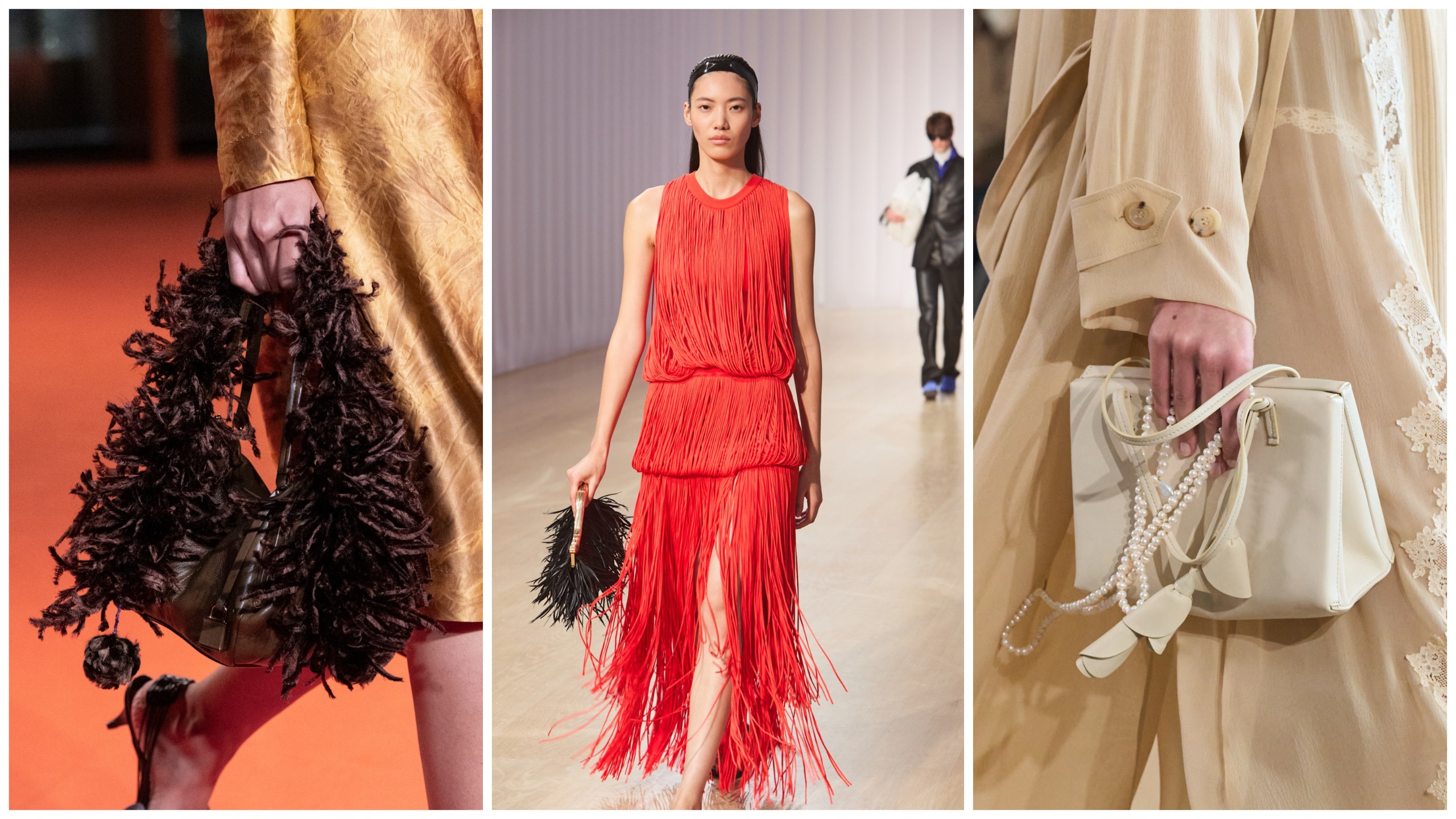 collage of textured bags on the spring 2027 runways