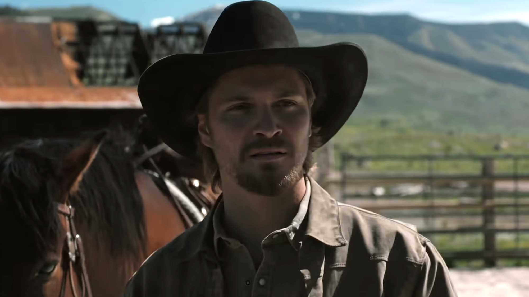 Kayce standing next to horse in Marshals Season 2
