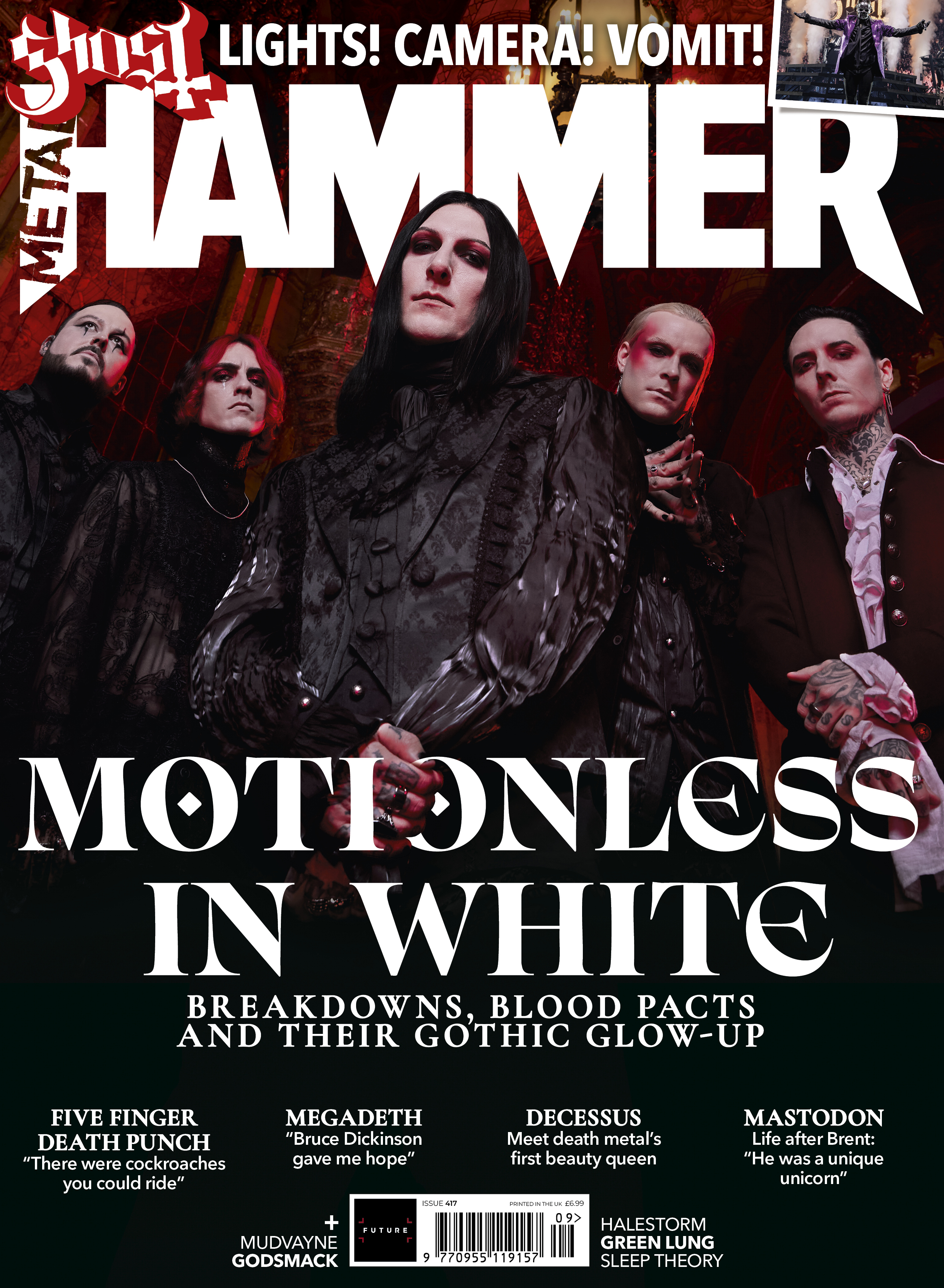 Motionless In White against a red background
