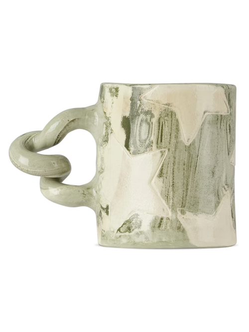 Green & White Marbled Star Wiggle Mug