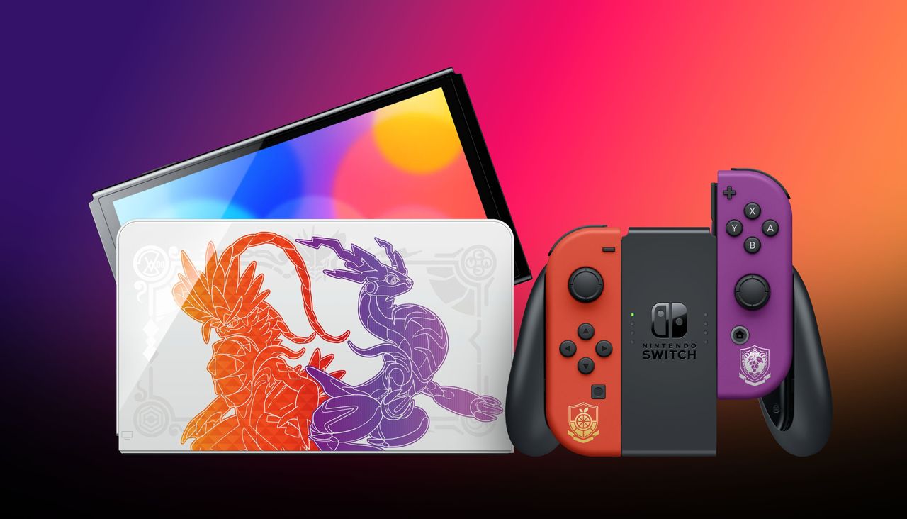 Pok&eacute;mon Scarlet and Violet Nintendo Switch OLED model hero