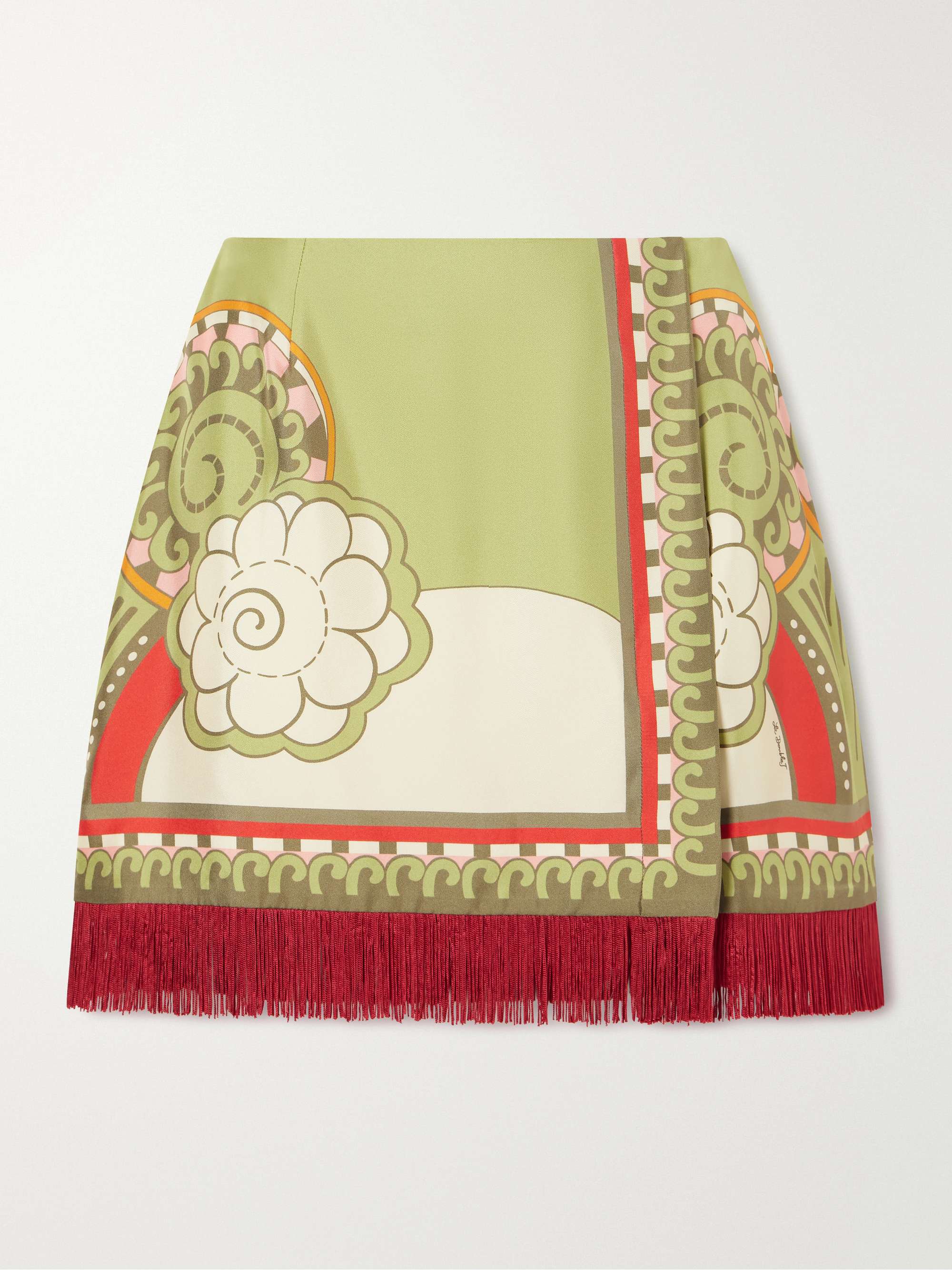 Foulard Fringed Silk-Twill Mini Skirt