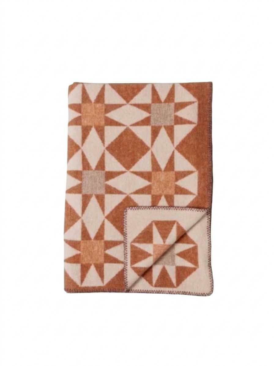 TOAST, Jacquard Star Wool Blanket | Rust/soft Peach