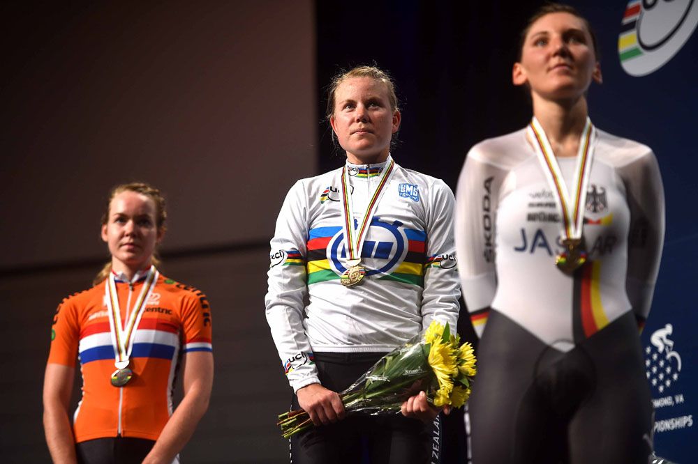 Women's elite podium for the time trial