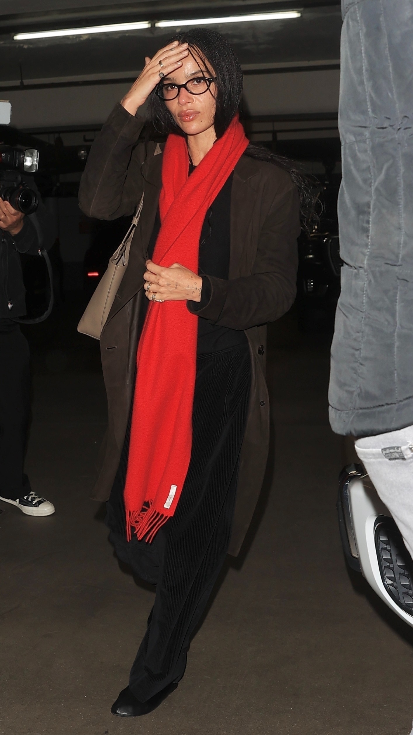 Hailey Bieber and Zo&amp;euml; Kravitz met up at Sushi Park in complementary suede fall coats