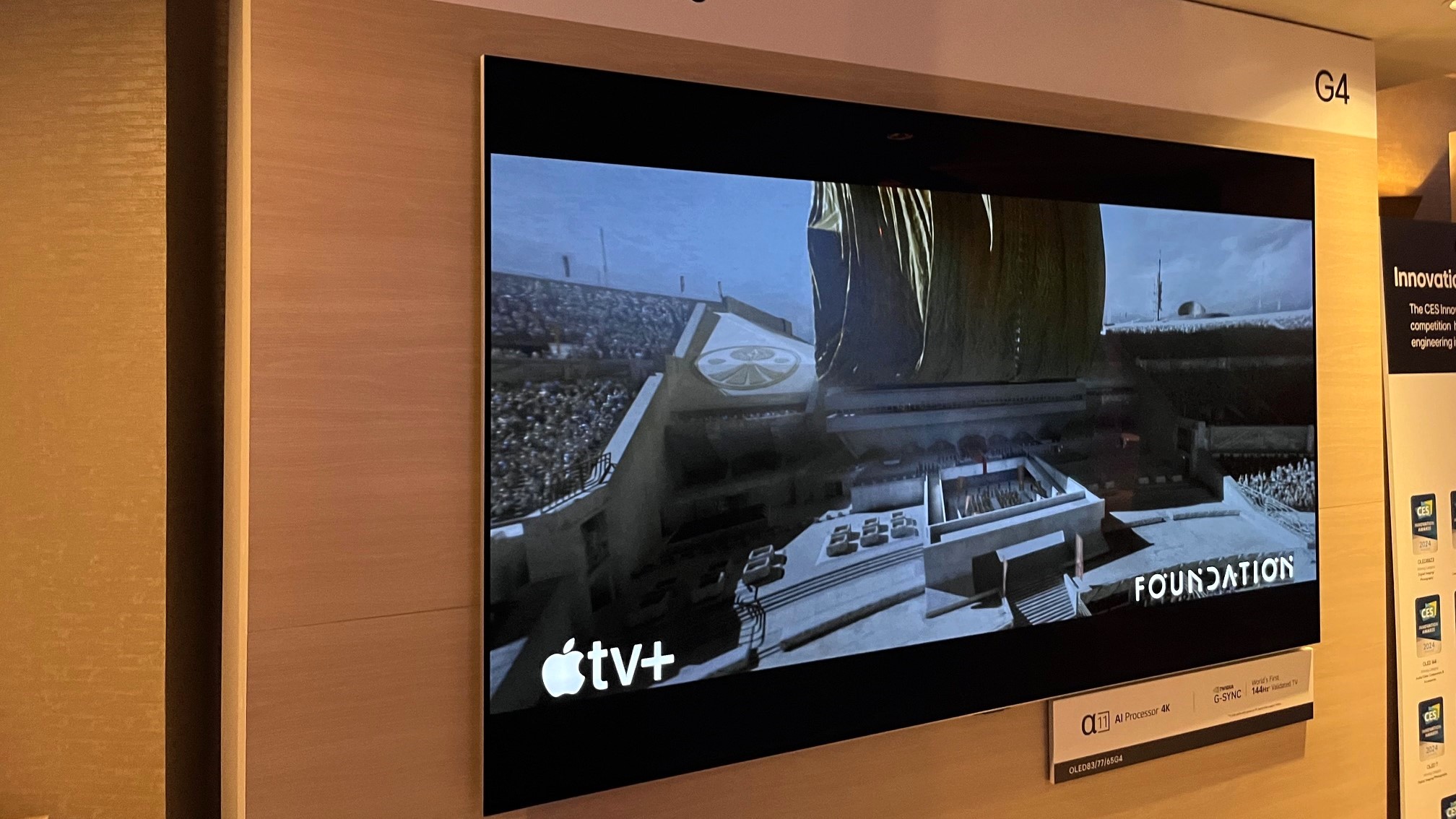LG G4 OLED TV showing Foundation on Apple TV plus