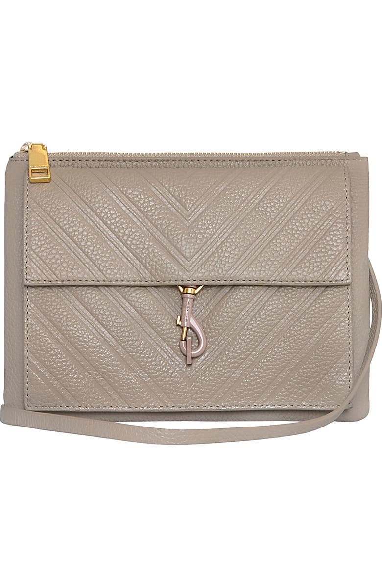 Edie Chevron Embossed Leather Top Zip Crossbody Bag