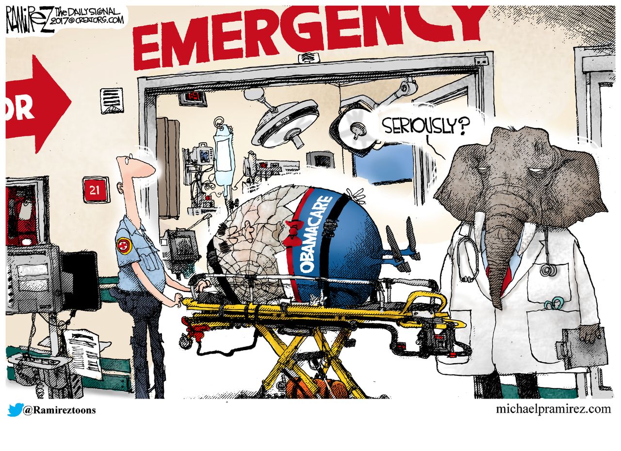 Political cartoon U.S. Obamacare repeal GOP Republicans