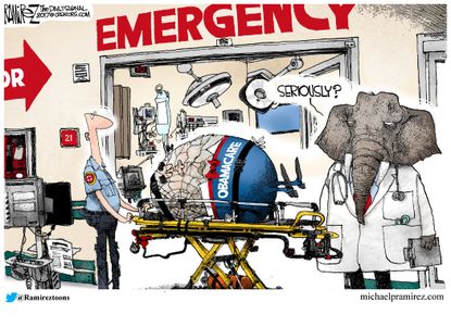Political cartoon U.S. Obamacare repeal GOP Republicans
