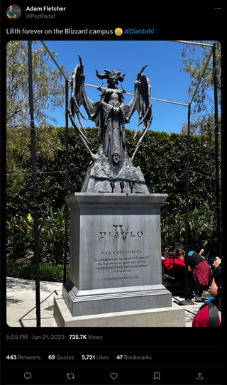 Diablo 4 Lilith statue