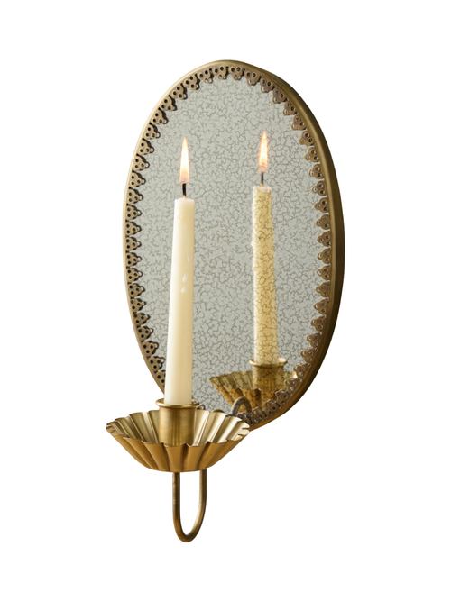 Oval Antique Mirrored Sconce