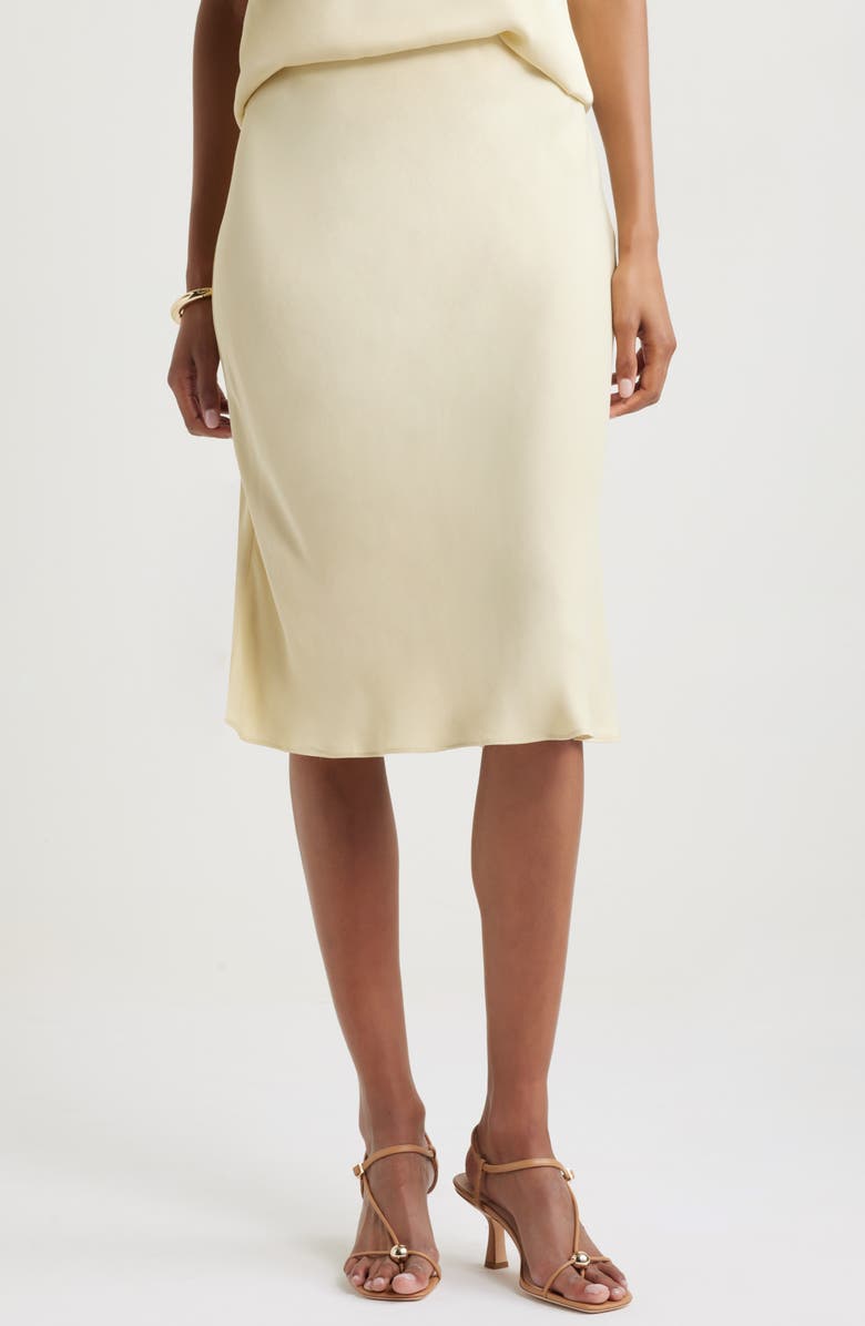 Bias Cut Satin Midi Skirt