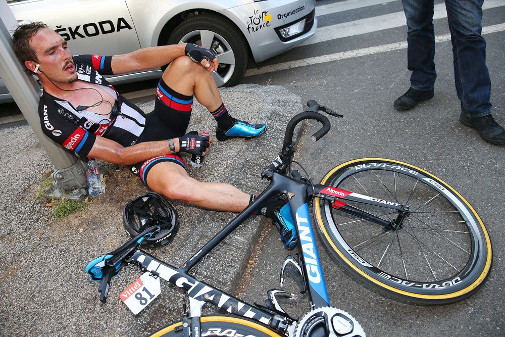 An exhausted John Degenkolb after the tough sprint finish