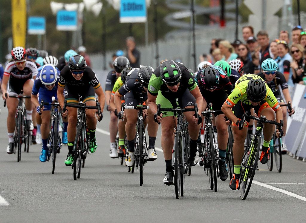 Kirsten Wild becomes the first winner of the Cadel Evans Australia Day race on Albert Park