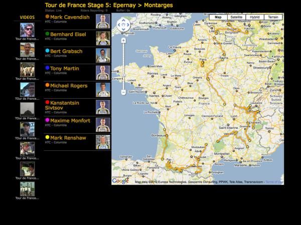 Spectators can view real-time data of each HTC-Columbia rider - including their precise location - via a link on the team's web site.