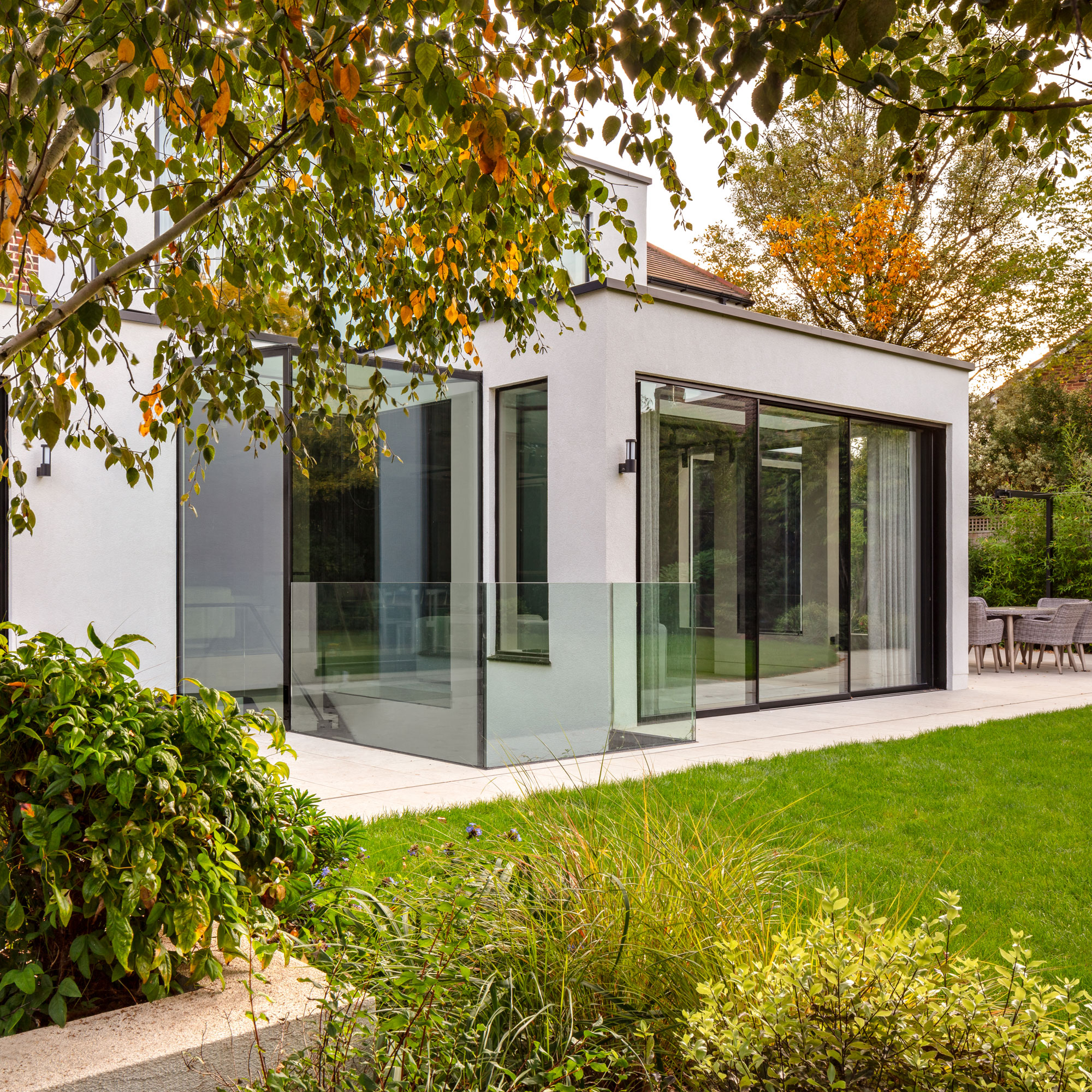 modern white and glass extension