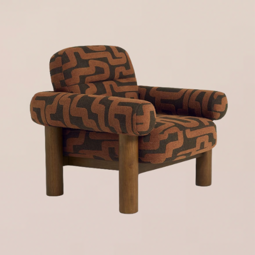 Brown patterned arm chair