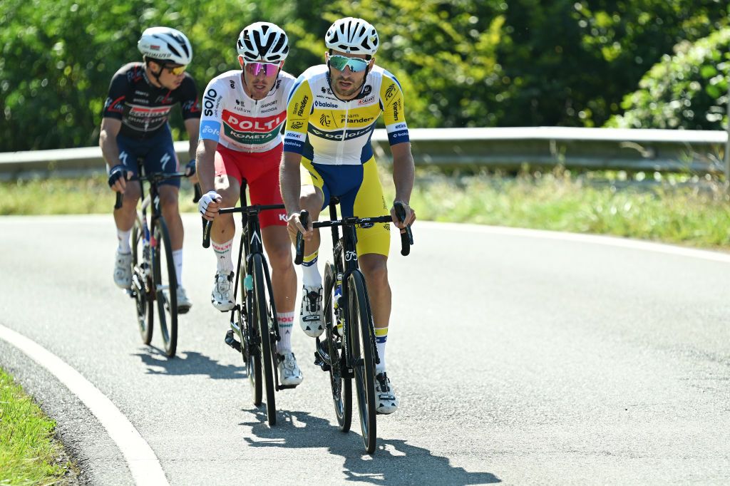 DIEKIRCH LUXEMBOURG SEPTEMBER 20 Kamiel Bonneu of Belgium and Team FlandersBaloise competes during the 84th Tour de Luxembourg 2024 Stage 3 a 2013km stage from Rosport to Diekirch UCIWT on September 20 2024 in Diekirch Luxembourg Photo by Tim de WaeleGetty Images