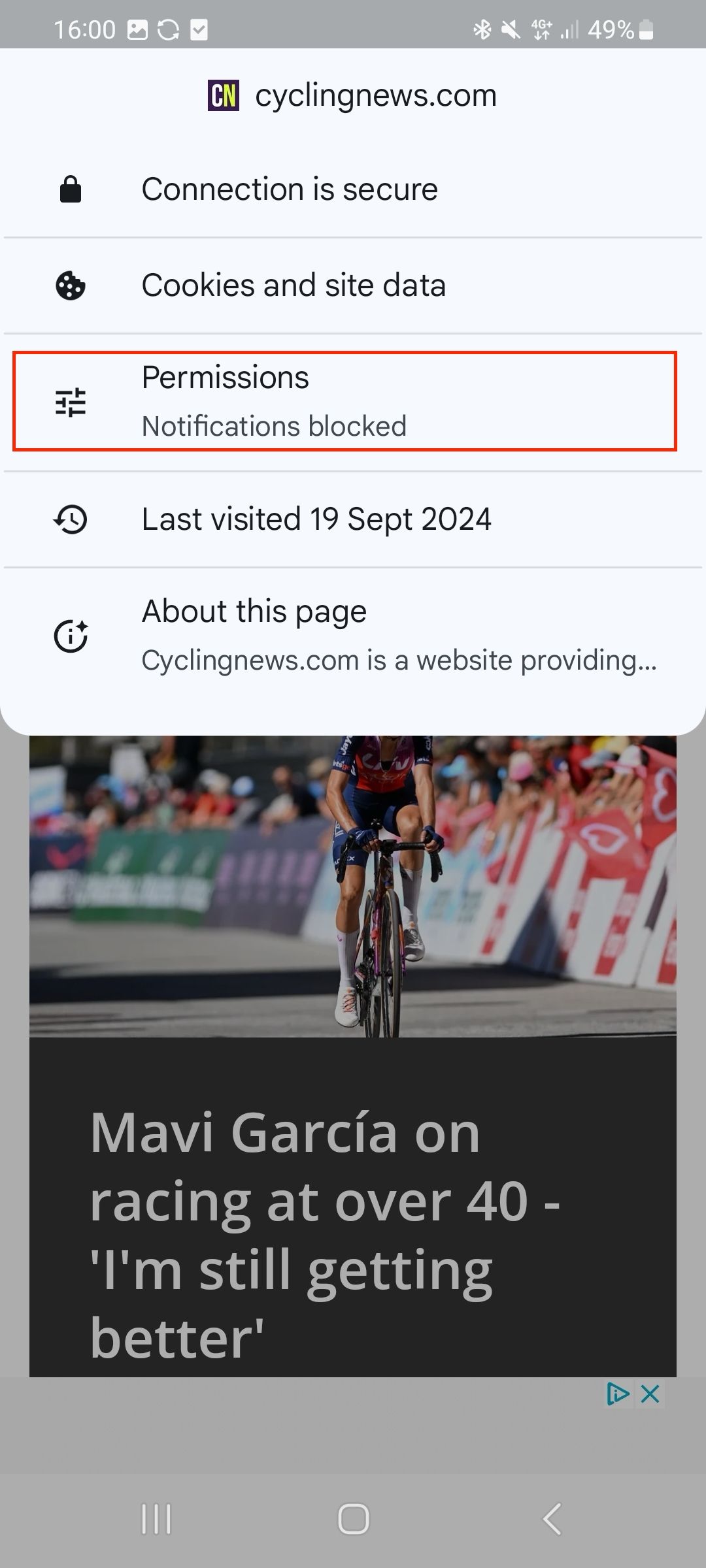 Tap on Permissions