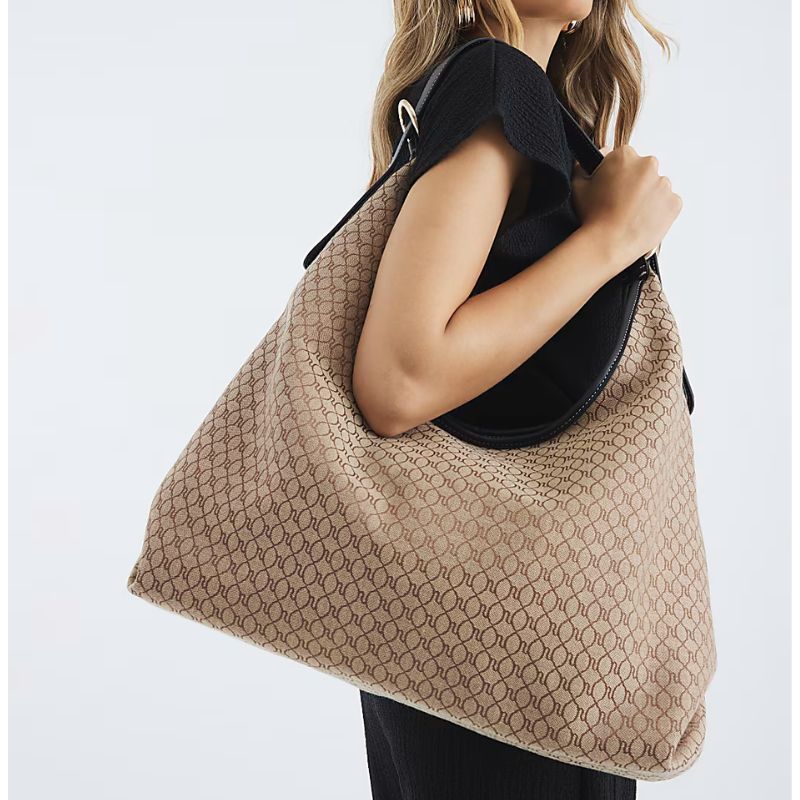 River Island , Monogram Print Slouch Shoulder Bag