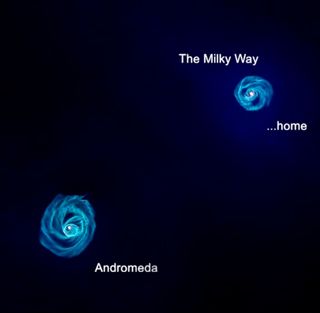 The Milky Way and Andromeda galaxies.
