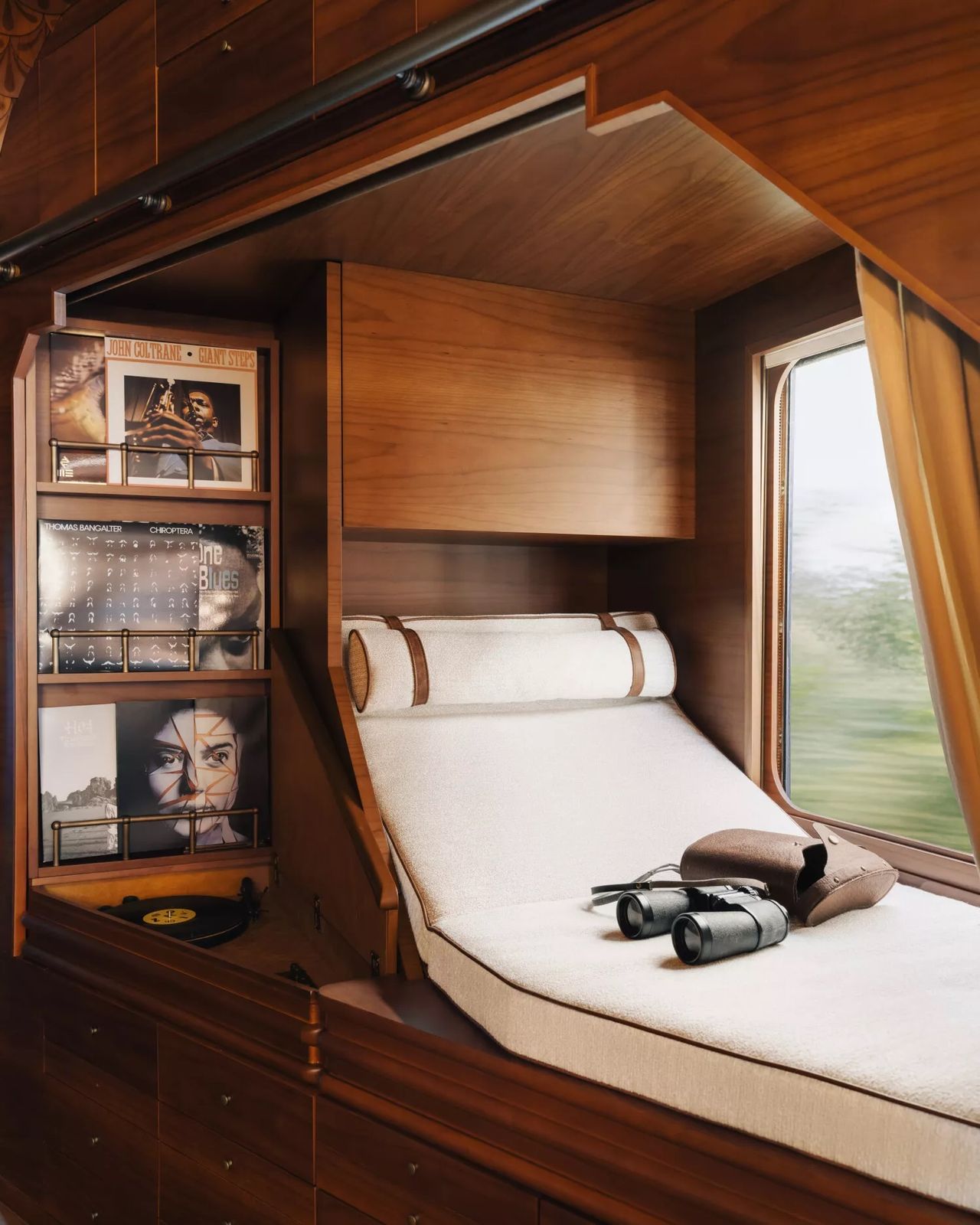 A luxury train filled with plush and stuck-in-time furnishings.
