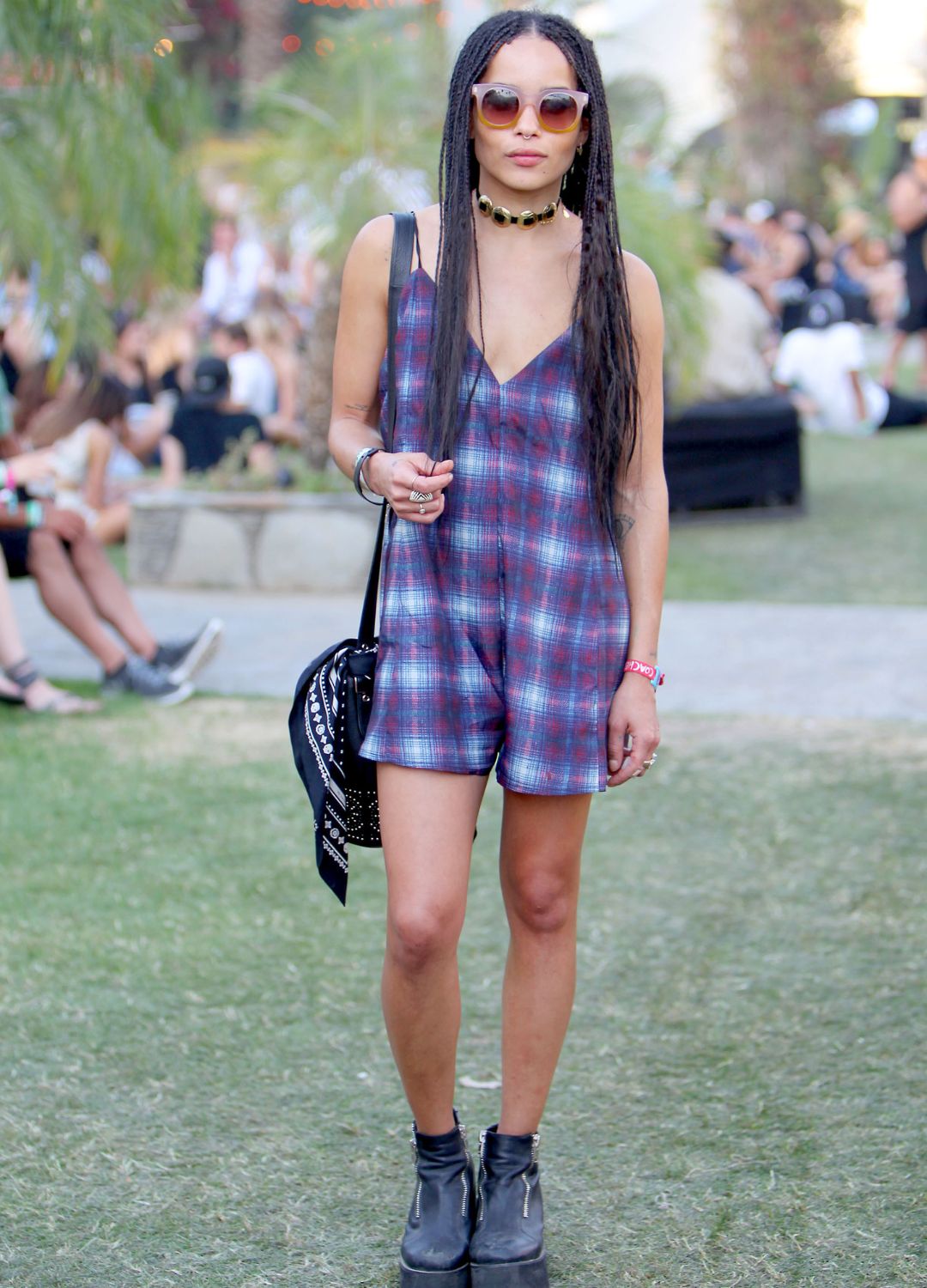 Zoe Kravitz attends Coachella wearing Marc by Marc Jacobs sunglasses on April 11, 2015 in Palm Springs, California