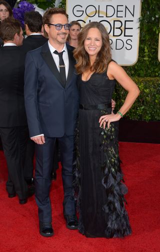 Robert Downey Jnr & Wife at The Golden Globes, 2015