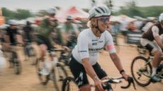 Sarah Sturm at The Traka 100 in 2026 while six months pregnant