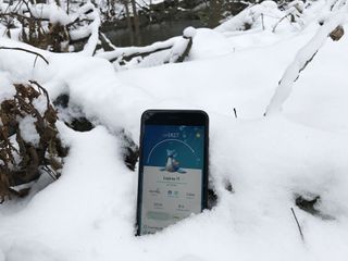iPhone 7 Plus in the snow with Pokemon Go is pretty sweet