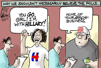Political cartoon U.S. Hillary Clinton Donald Trump polls